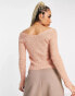 Mango bardot jumper in pink marl