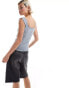 COLLUSION bardot washed top in grey grau, 42 - фото #3