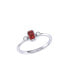 Emerald Cut Garnet Gemstone, Natural Diamonds Birthstone Ring in 14K White Gold