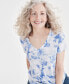 Фото #3 товара Women's Tie-Dye V-Neck T-Shirt, Created for Macy's