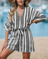 ფოტო #2 პროდუქტის Women's Black & White Geo Striped Romper