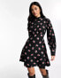 New Look high neck long sleeve mini dress in ditsy floral print 34 - фото #2