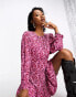 Whistles floral floaty long sleeve mini dress in pink Rosa/Bunt, 42 - фото #2