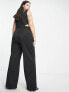 Extro & Vert Plus tailored wide leg cut out jumpsuit in black