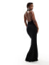 Фото #3 товара ASOS DESIGN twist front deep plunge maxi dress in black