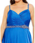 Plus Size Beaded Belt Faux Wrap A Line Gown