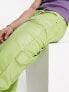 Фото #2 товара ASOS DESIGN baggy leather look trouser in green with carpenter detail