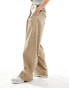 Фото #3 товара Mango straight leg button front slouchy trousers in beige