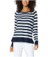 Фото #2 товара Liverpool Los Angeles 274895 Women's Stripe Raglan Sweater, Size L Regular Blue