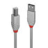 Lindy 2m USB 2.0 Type A to B Cable - Anthra Line - grey - 2 m - USB A - USB B - USB 2.0 - 480 Mbit/s - Grey