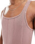 ASOS DESIGN muscle fit square neck rib vest in pink