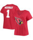 Фото #1 товара Women's Plus Size Kyler Murray Cardinal Arizona Cardinals Name Number V-Neck T-shirt