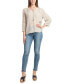 ფოტო #3 პროდუქტის Juniors' Tie-Front Crochet-Trim 3/4-Sleeve Top