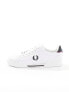 Fred Perry leather logo trainers in white & navy