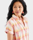 Фото #3 товара Women's Printed Gauze Short-Sleeve Popover Top, Created for Macy's