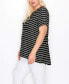 ფოტო #3 პროდუქტის Plus Size Pointelle Stripe Button Back Top