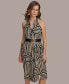 Women's Printed Belted Sleeveless Dress