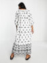 Topshop broderie chuck on midi dress with contrast black stitch in ivory