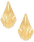 ფოტო #3 პროდუქტის Polished Graduated Shrimp Design Grooved Stud Earrings in 14k Gold