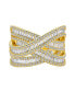 Pave AAA CZ Crossover Criss Cross Costume Faux Stacking Wide Statement Cocktail 4 Row Baguette Multi Band Ring For Women