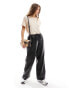 Фото #4 товара Stradivarius Petite faux leather wide leg jogger in black