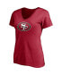 ფოტო #3 პროდუქტის Women's Nick Bosa Scarlet San Francisco 49ers Player Icon Name and Number V-Neck T-shirt