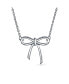 ფოტო #1 პროდუქტის Minimalist Holiday Bow Ribbon Pendant Station Pendant Necklace For Women For Teen Girlfriend .925 Sterling Silver