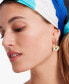 ფოტო #3 პროდუქტის Gold-Tone Multicolor Cubic Zirconia Evil Eye Heart Charm Huggie Hoop Earrings