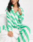 Фото #1 товара ASOS DESIGN mix & match modal stripe pyjama shirt in green & white