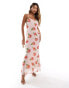 ASOS DESIGN strappy cami maxi dress in pink polka dot rose print