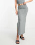 Pull&Bear soft shaping column maxi skirt co-ord in grey