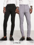 Фото #1 товара ASOS DESIGN super skinny smart trouser multipack in black & grey