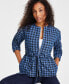 ფოტო #3 პროდუქტის Women's Quilted Herringbone Tie-Waist Jacket