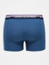 Jack & Jones 3 pack trunks in multi blue with logo waistband