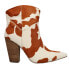 Dingo Mane Tamer Cow Print Snip Toe Cowboy Booties Womens Beige, Brown Casual Bo