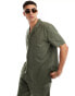 Фото #1 товара Emporio Armani Bodywear premium linen shirt in khaki