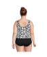 ფოტო #2 პროდუქტის Plus Size V-neck One Piece Fauxkini Swimsuit Faux Tankini Top