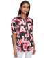 ფოტო #1 პროდუქტის Women's Printed Bungee-Sleeve Shirt