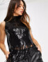 Vero Moda sequin tassel vest with high neck in black