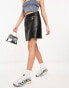 Фото #4 товара River Island clasp detail PU wrap mini skirt in black