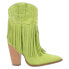 Dingo Crazy Train Fringe Embroidery Snip Toe Cowboy Booties Womens Green Casual