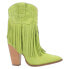 Фото #1 товара Dingo Crazy Train Fringe Embroidery Pointed Toe Cowboy Booties Womens Green Casu