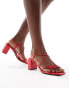 Фото #3 товара Public Desire Wide Fit Taryn strappy block heel sandals in cherry red