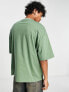 ASOS Actual oversized t-shirt with toweling logo and tipping neckline in green