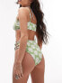 Topshop daisy jacquard ring detail high waist bikini bottoms in green