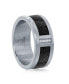 Stainless Steel Black Carbon Fiber CZ Ring