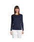 ფოტო #2 პროდუქტის Women's Petite Relaxed Supima Cotton Long Sleeve Crewneck T-Shirt