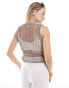 Фото #4 товара ASOS DESIGN metallic open stitch knitted vest top in silver