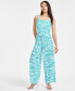 Фото #1 товара Petite Printed Pull-On Wide-Leg Pants, Created for Macy's