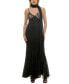 Women's Lace-Bodice Chiffon Ruffled-Hem Gown